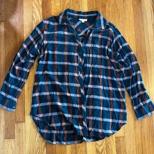 Knox Rose Teal and Rust Plaid Shirt